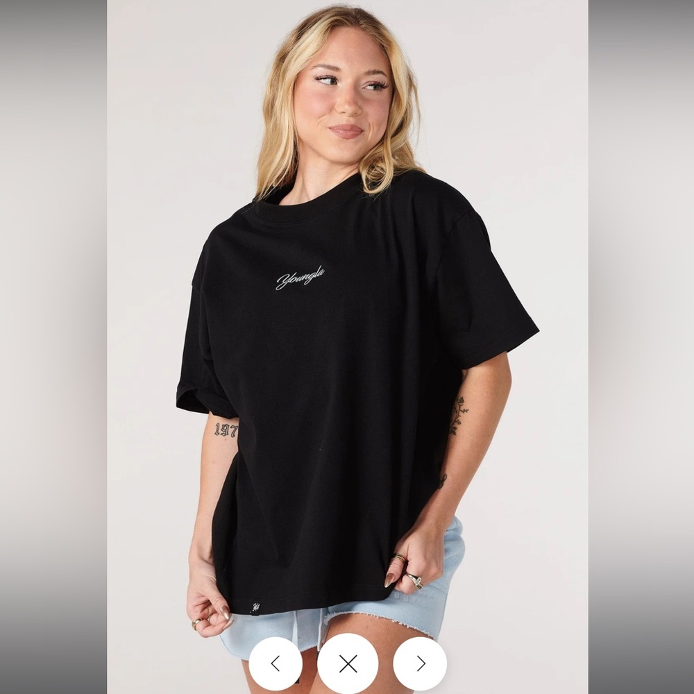 YoungLA #W425 Retro Short Sleeve Black Wash Small